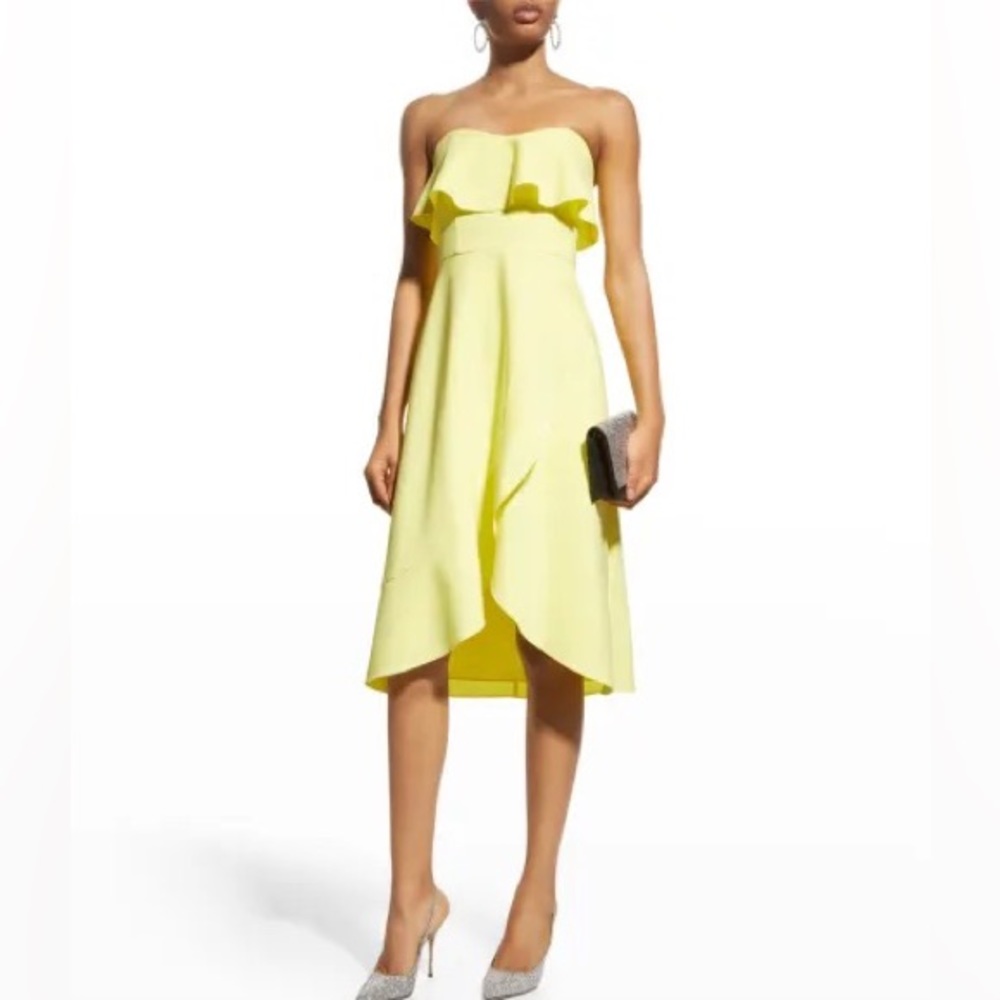 AIDAN BY AIDAN MATTOX Strapless Ruffled Wrap Dress size 10, yellow